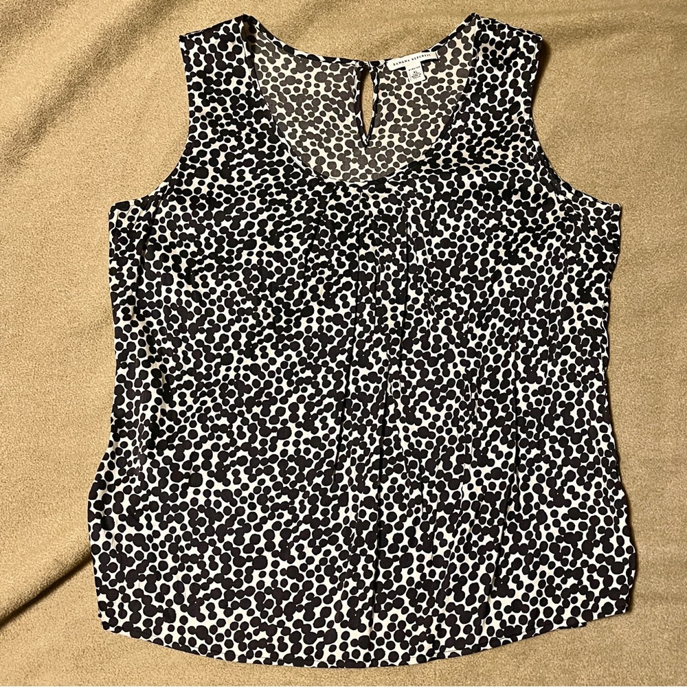 Banana Republic black and tan silk polka dot top